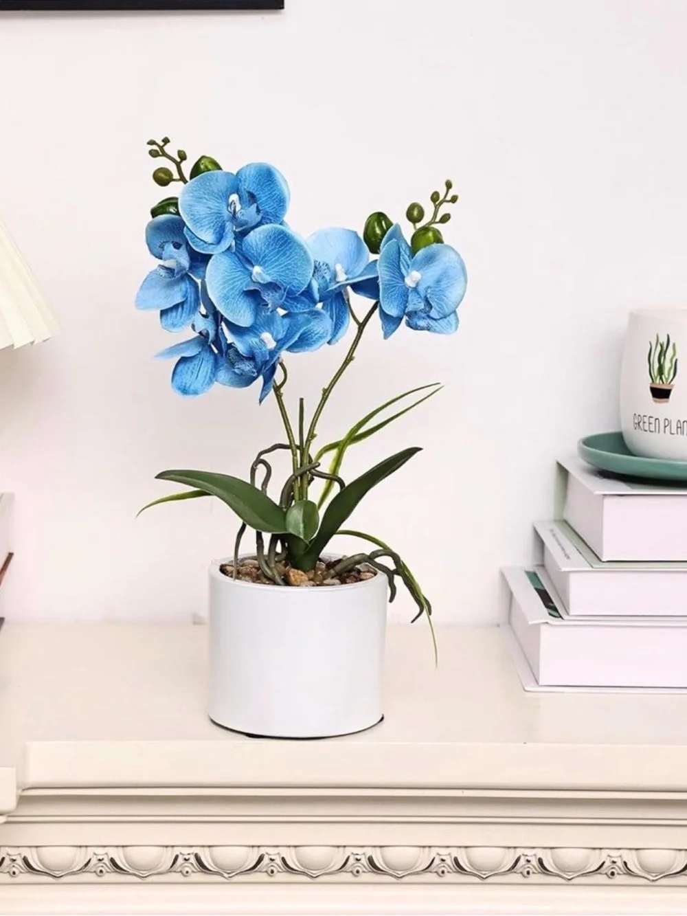 💙✨ NWT Ceramic Vase Artificial Orchid Bonsai – 14.5” Blue Phalaenopsis Décor 💙🏡